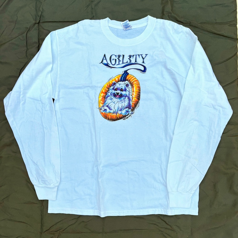Samoyed agility Men’s white XL long sleeve t-shirt